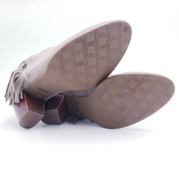 Vionic Women's 8.5 Faros Fringed Bootie Taupe Suede Waterproof Comfort Size Zip - Picture 8 of 11